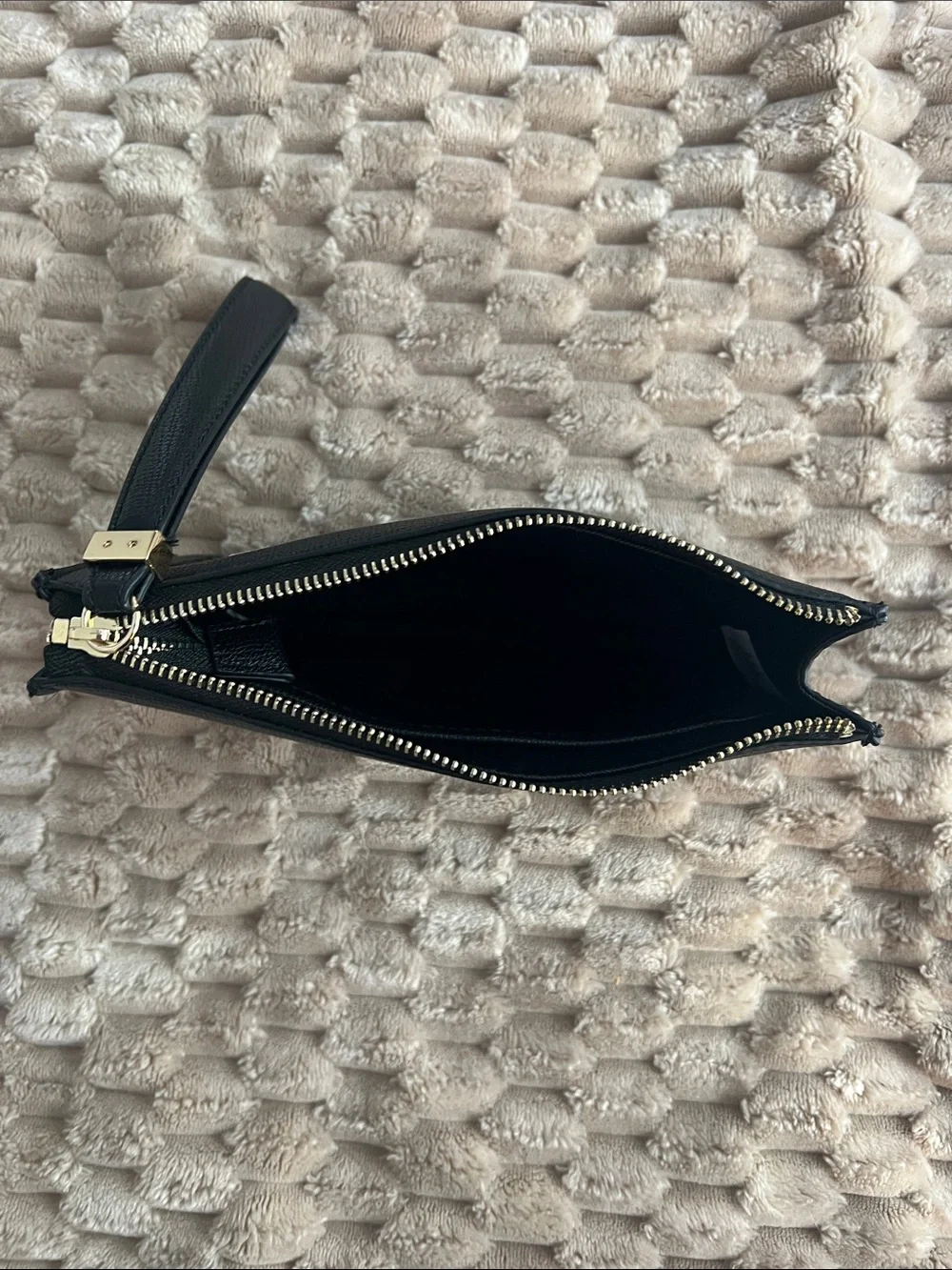 Ted Baker Black Woven Zip-Around Wristlet with Gold Logo